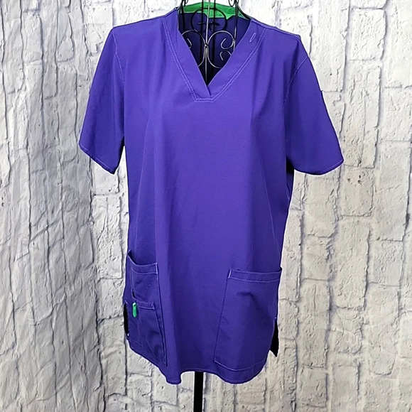 CARTHARTT Purple‎ Cross Flex Women's Y Neck Scrub Top Medium - Picture 1 of 11